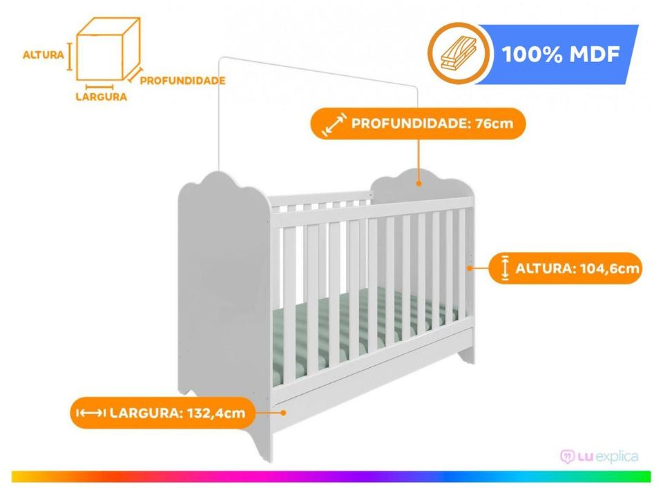 Berço Mini Cama Branco Moveis Peroba Harmonia - 1