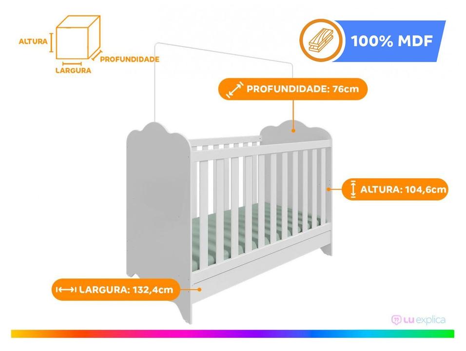 Berço Mini Cama Branco Moveis Peroba Harmonia - 11