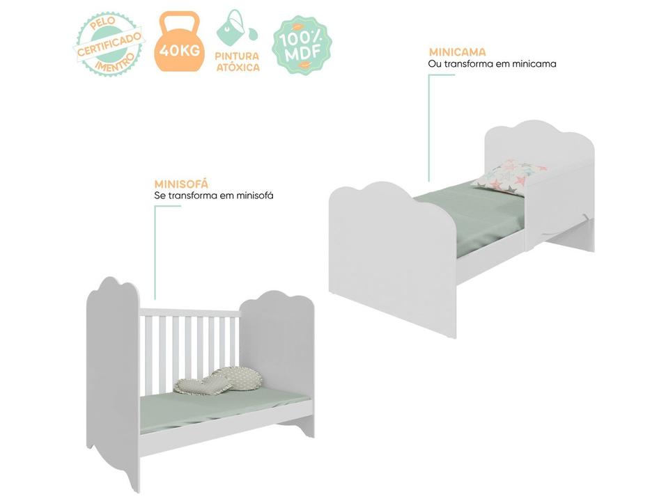 Berço Mini Cama Branco Moveis Peroba Harmonia - 4