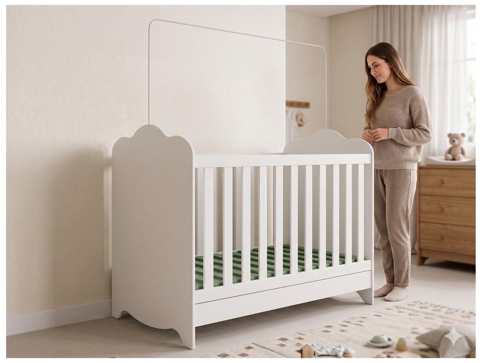 Berço Mini Cama Branco Moveis Peroba Harmonia - 2