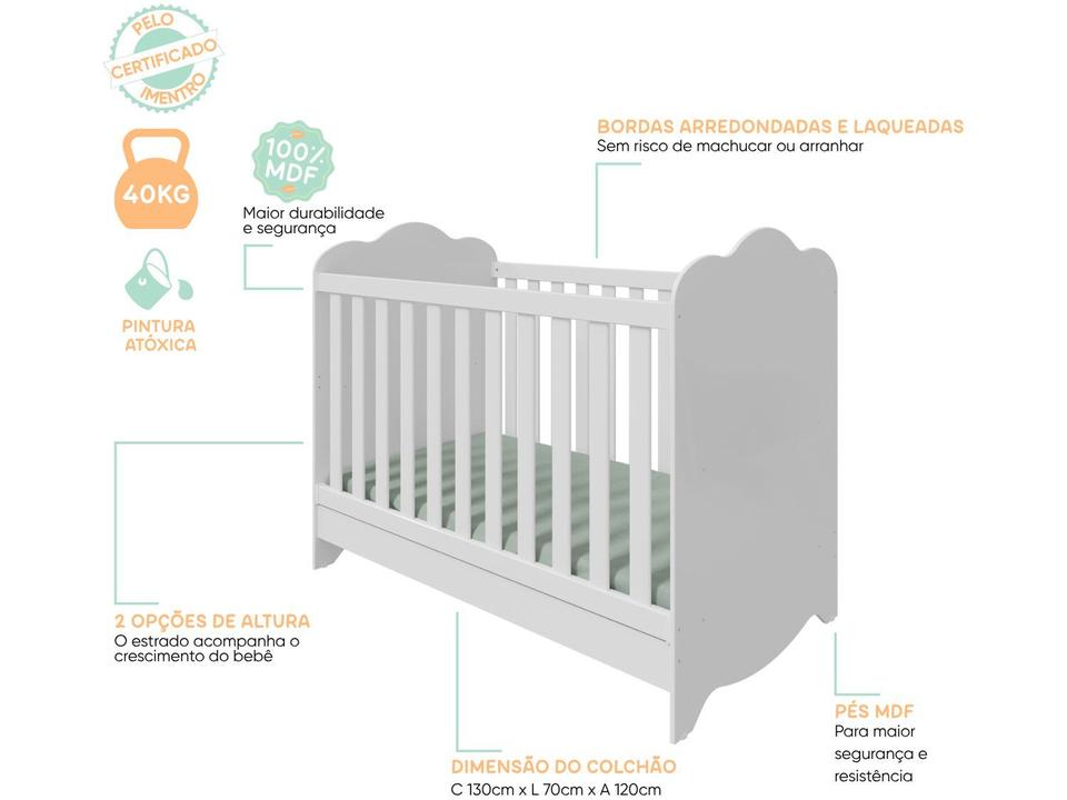 Berço Mini Cama Branco Moveis Peroba Harmonia - 7