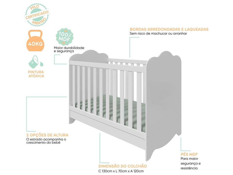 Berço Mini Cama Branco Moveis Peroba Harmonia - 5