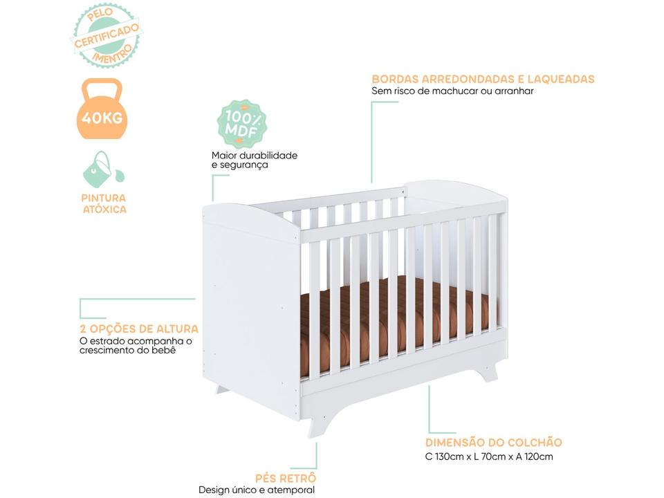 Berço Mini Cama Branco Móveis Peroba Magia - 4