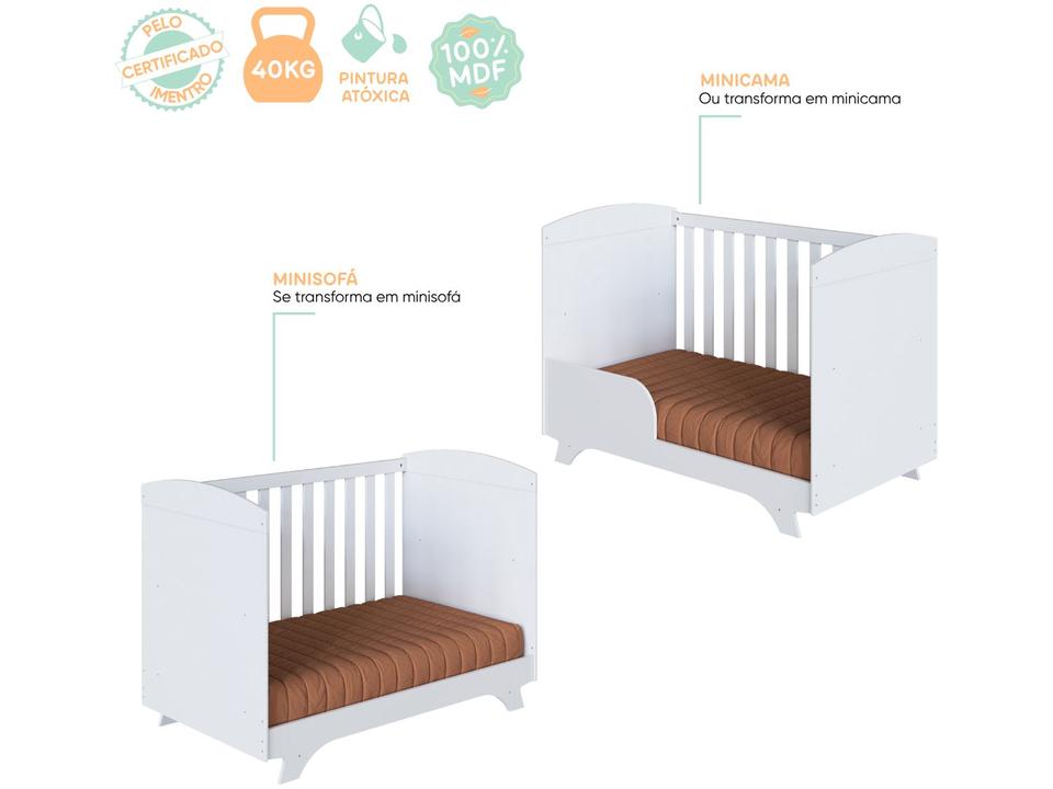 Berço Mini Cama Branco Móveis Peroba Magia - 10