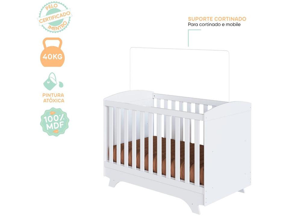 Berço Mini Cama Branco Móveis Peroba Magia - 3