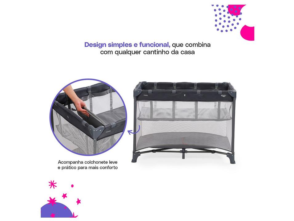 Berço Portátil Cosco Kids Cozzy até 18kg Cinza - 5