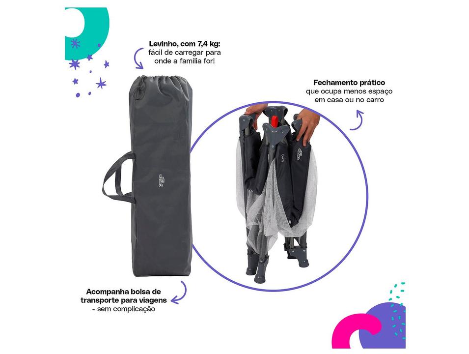 Berço Portátil Cosco Kids Cozzy até 18kg Cinza - 3