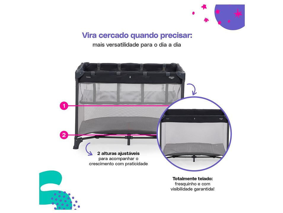 Berço Portátil Cosco Kids Cozzy até 18kg Cinza - 2