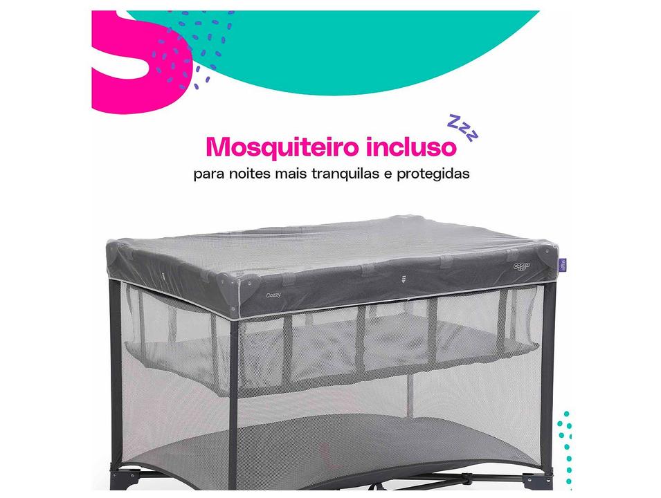 Berço Portátil Cosco Kids Cozzy até 18kg Cinza - 4