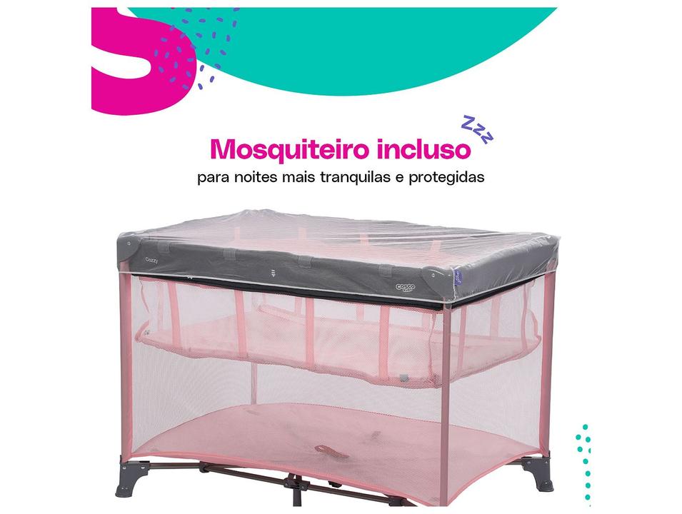 Berço Portátil Cosco Kids Cozzy até 18kg Rosa - 4