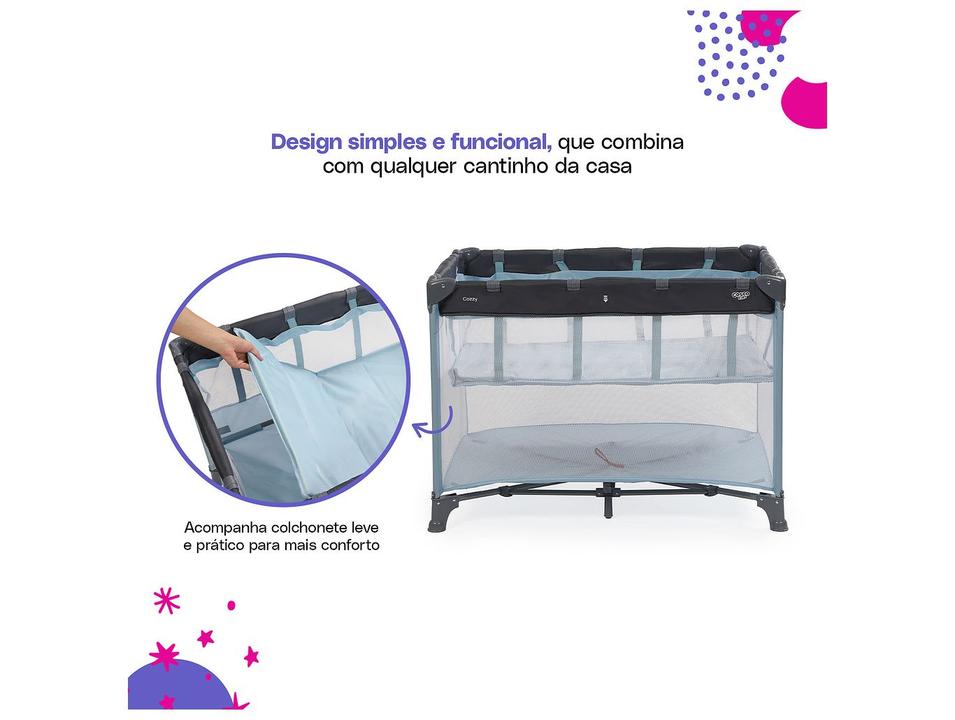 Berço Portátil Cosco Kids Cozzy com Mosquiteiro 0 a 18kg Azul - 13