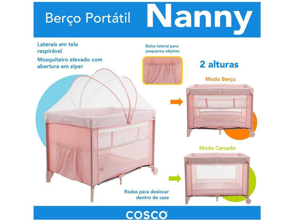 Berço Portátil Cosco Kids Nanny 2 Níveis de Altura - 9