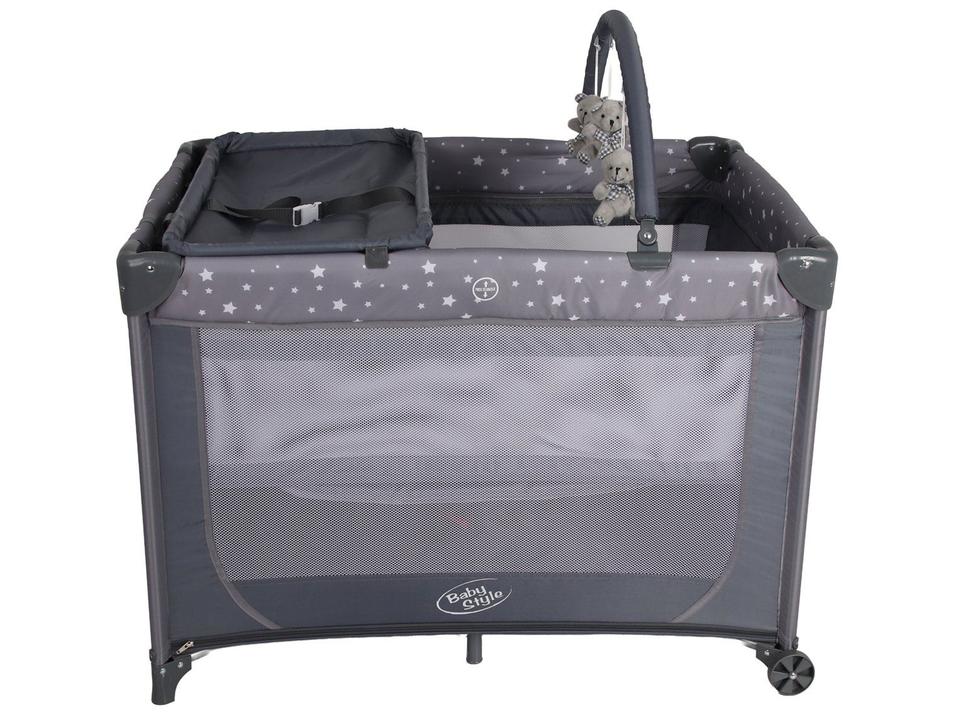 Berço Portátil Desmontável Baby Style Estrelinha Cinza - 1