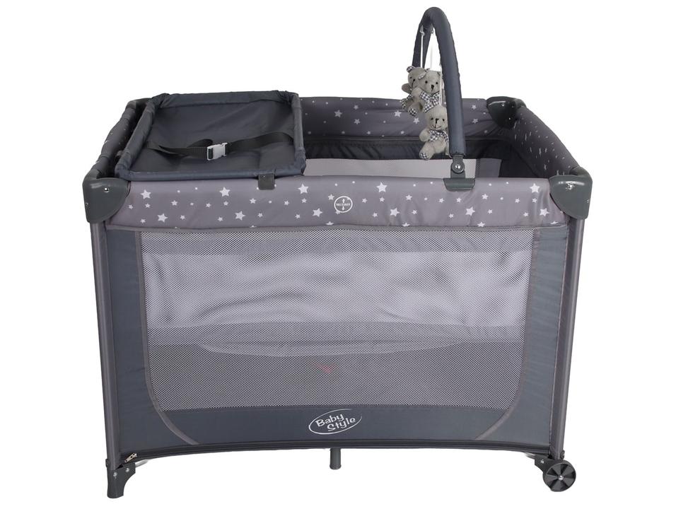 Berço Portátil Desmontável Baby Style Estrelinha Cinza - 1
