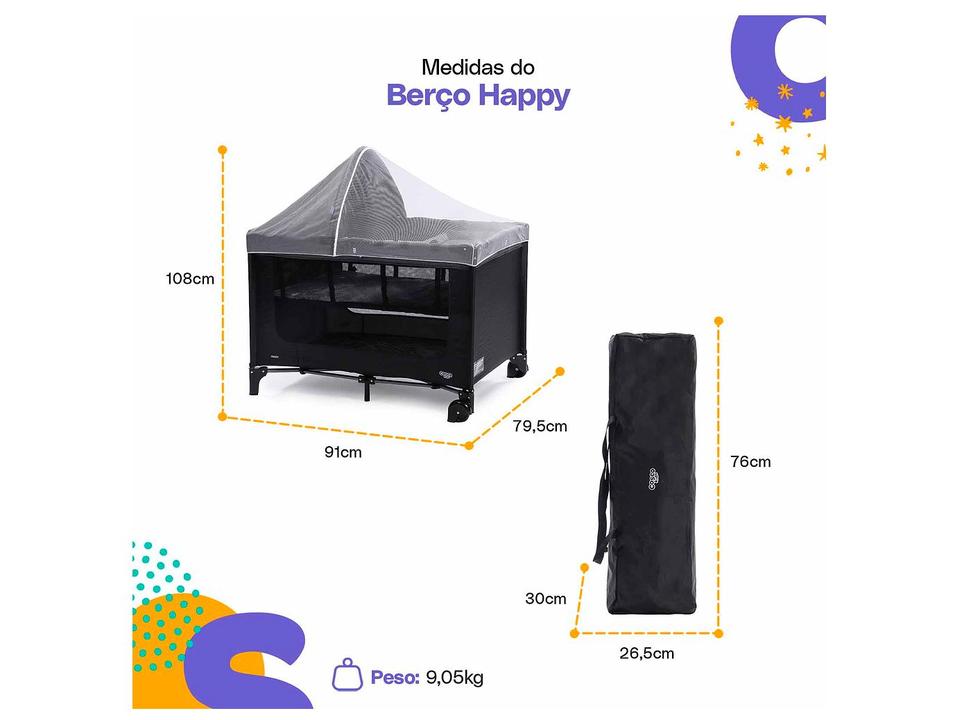 Berço Portátil Desmontável Cosco Kids Happy até 15kg - 7