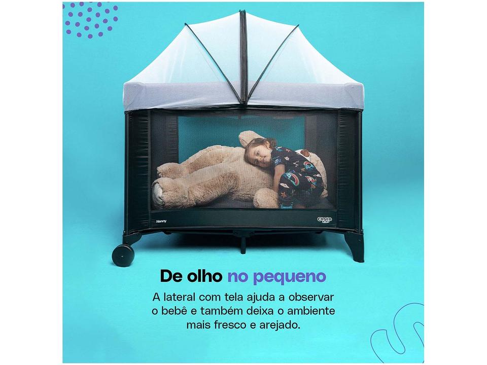 Berço Portátil e Desmontável Cosco Kids Nanny 10kg Preto - 9