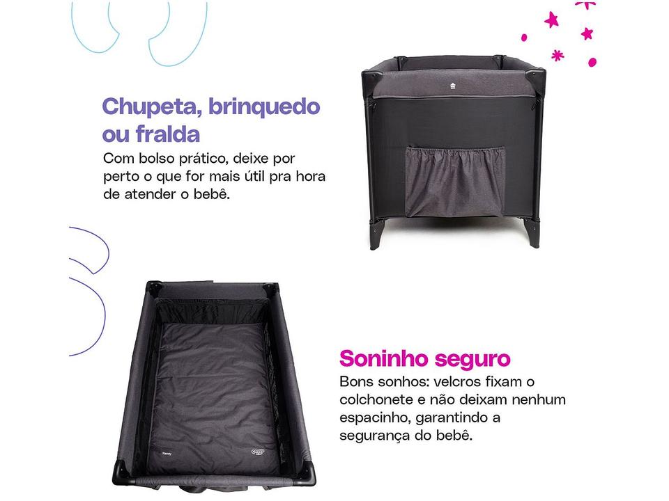 Berço Portátil e Desmontável Cosco Kids Nanny 10kg Preto - 8