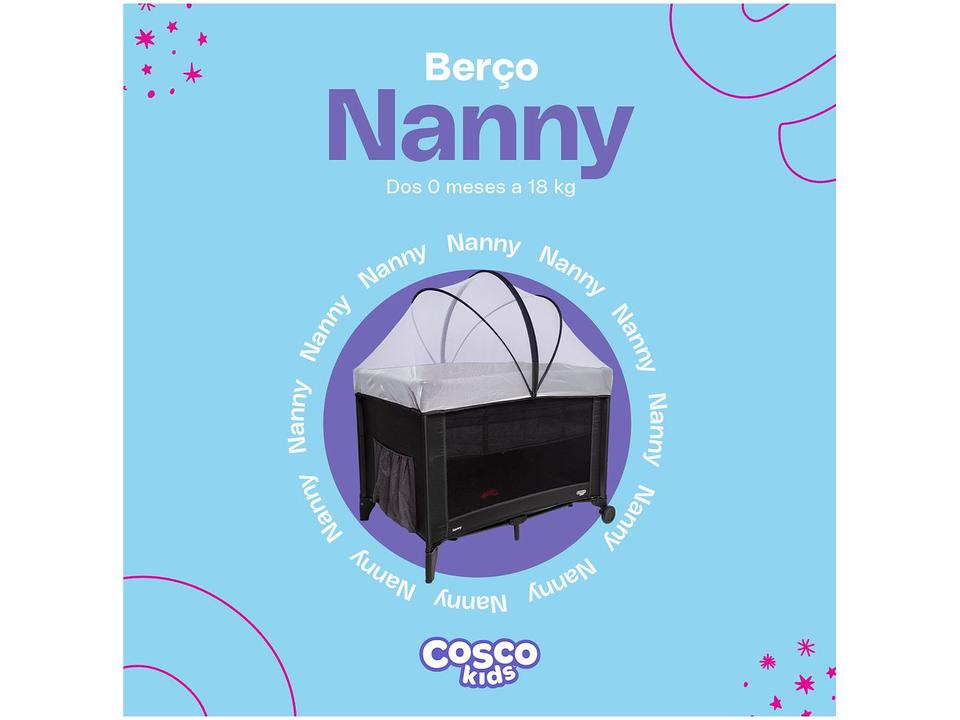 Berço Portátil e Desmontável Cosco Kids Nanny 10kg Preto - 7