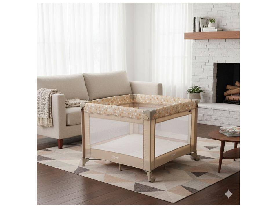 Berço Portátil e Desmontável Maxi Baby Lune até 15kg Bege - 1