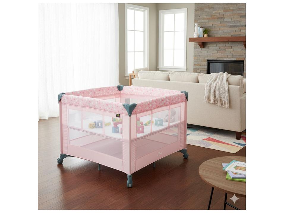 Berço Portátil e Desmontável Maxi Baby Lune até 15kg Rosa - 1