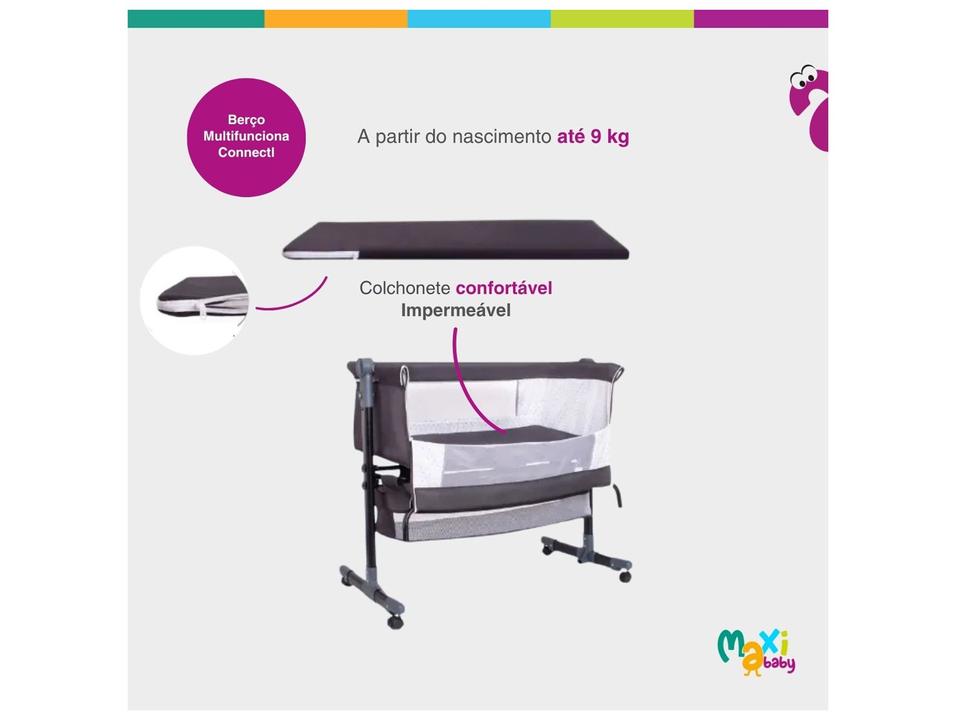 Berço Portátil Maxi Baby Connect com Mosquiteiro até 9kg Cinza - 3