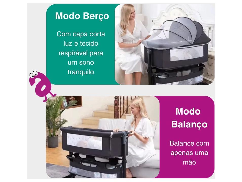 Berço Portátil Maxi Baby Connect com Mosquiteiro até 9kg Cinza - 1