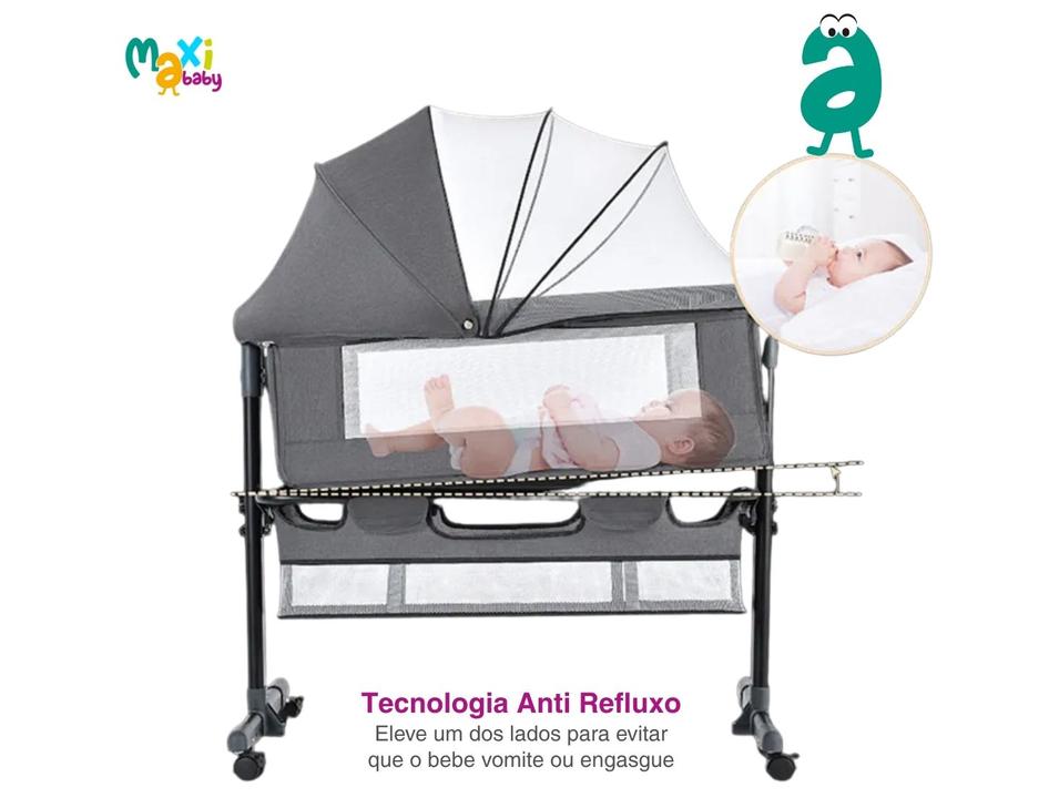 Berço Portátil Maxi Baby Connect com Mosquiteiro até 9kg Cinza - 5