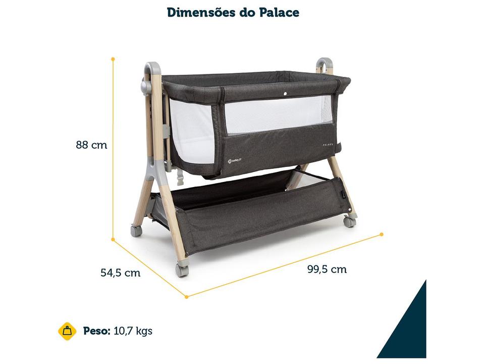 Berço Portátil Safety 1st Palace com Mosquiteiro 0 a 9kg Cinza - 11