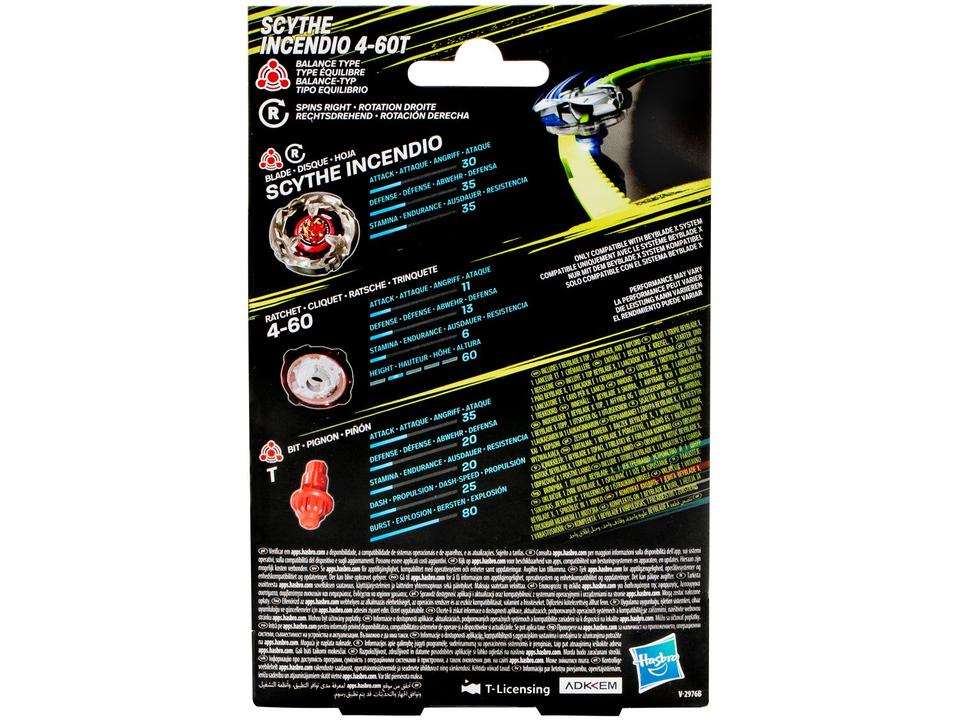 Beyblade Hasbro X Scythe Incendio 4-60T - 4