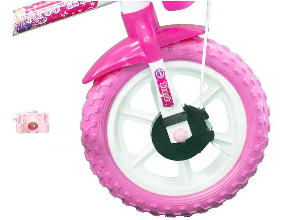 Bicicleta Aro 12 Infantil Track Bikes Arco Iris W Branco e Fucsia com Rodinhas e Cesta - 7
