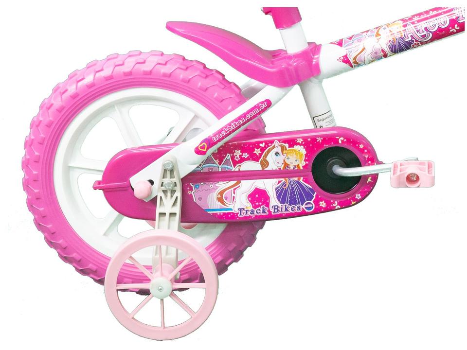 Bicicleta Aro 12 Infantil Track Bikes Arco Iris W Branco e Fucsia com Rodinhas e Cesta - 6