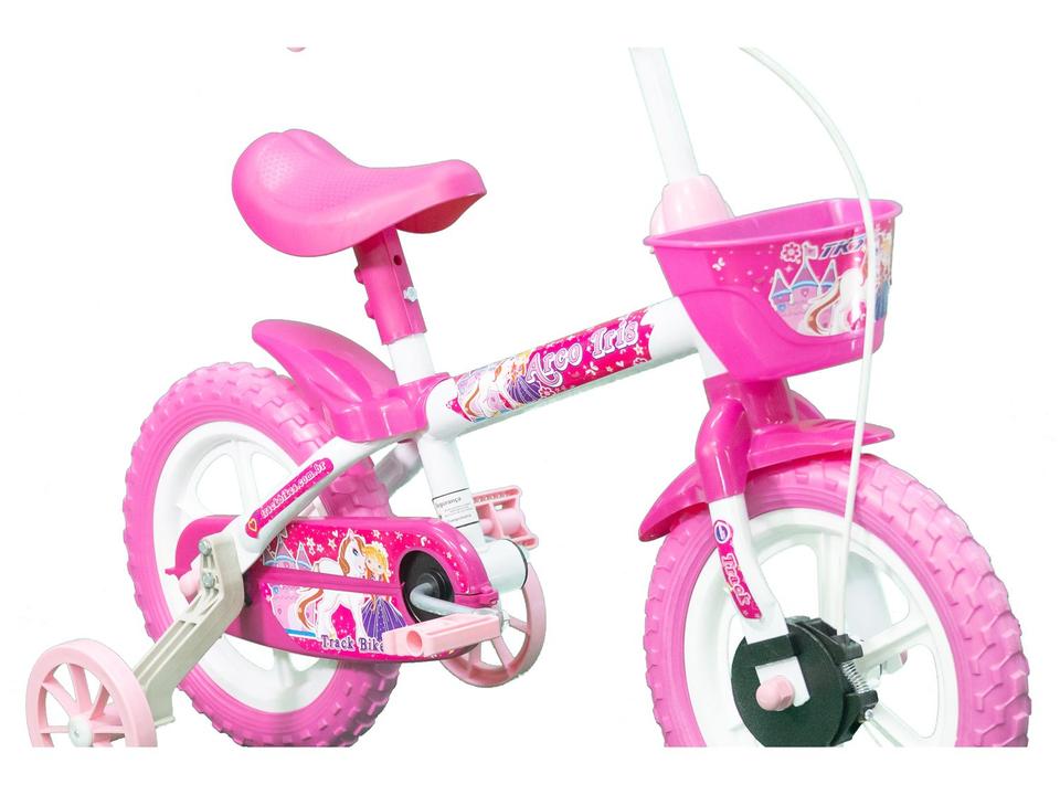 Bicicleta Aro 12 Infantil Track Bikes Arco Iris W Branco e Fucsia com Rodinhas e Cesta - 4