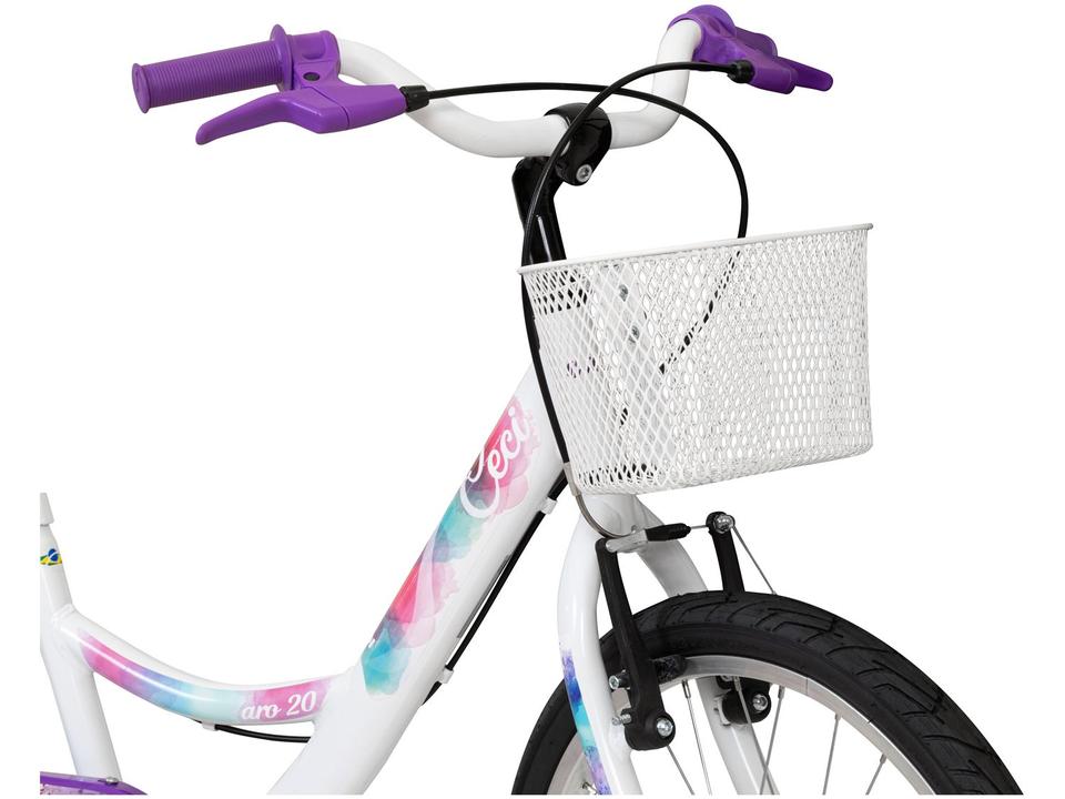 Bicicleta Aro 20 Infantil Caloi Ceci Branco com Cestinha Freio V Brake - 3