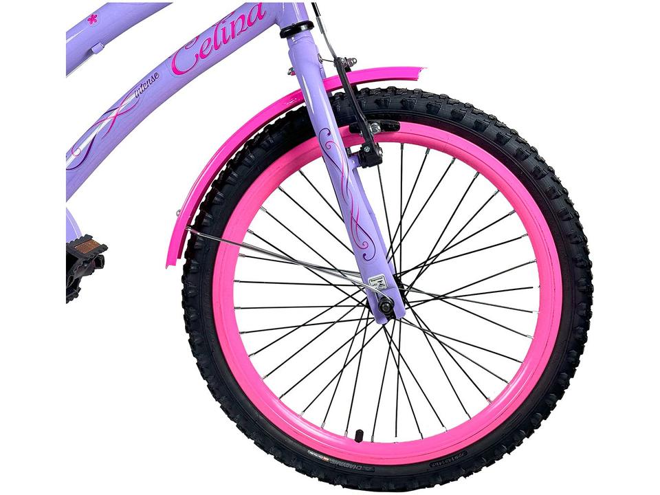 Bicicleta Aro 20 Infantil Colli Celina Lilás com Cestinha Freio V Brake - 3