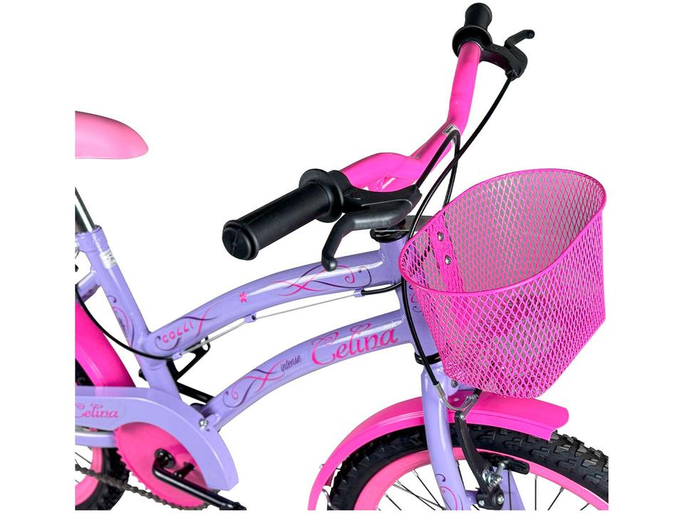 Bicicleta Aro 20 Infantil Colli Celina Lilás com Cestinha Freio V Brake - 2