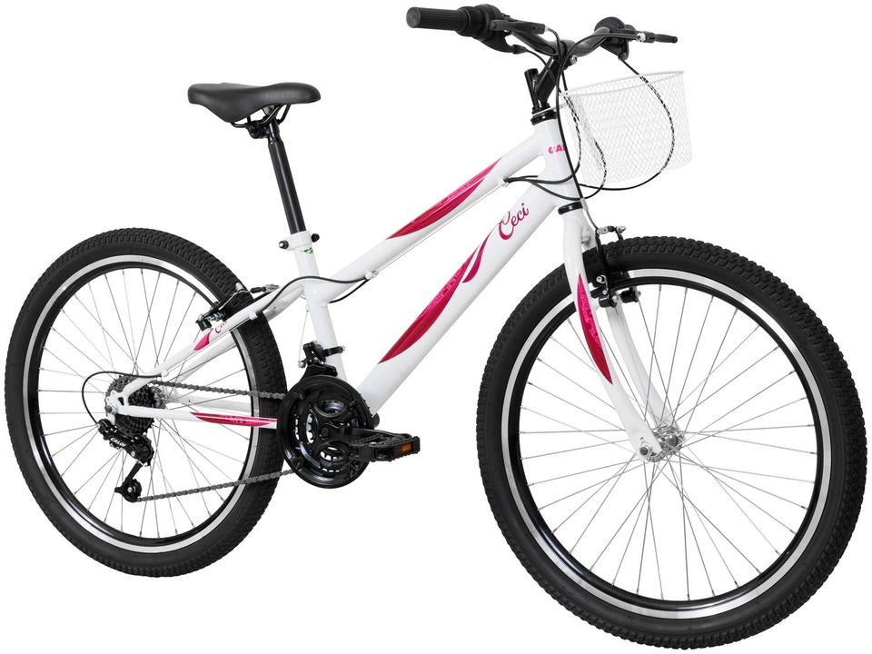 Bicicleta Aro 24 Infantil Caloi Ceci Branca 21 Marchas - 1