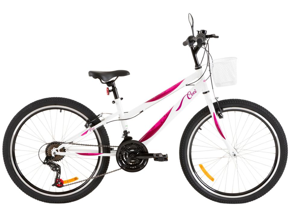 Bicicleta Aro 24 Infantil Caloi Ceci Branca 21 Marchas