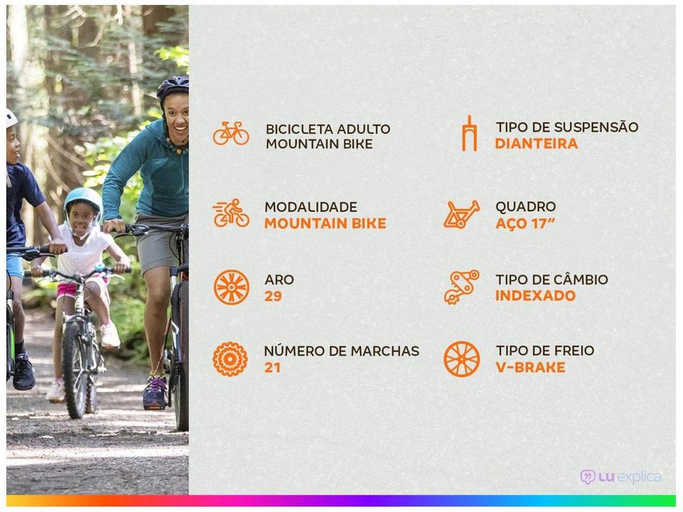 Bicicleta Aro 29 Caloi Velox Freio V-Brake Aço 21 Marchas - 2