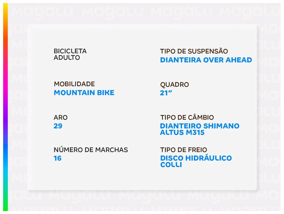 Bicicleta Aro 29" Colli 16 Marchas Freio Hidráulico Câmbio Shimano - 2