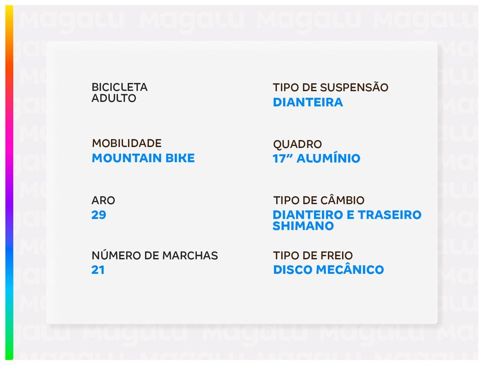 Bicicleta Aro 29" South Bike Legend Freio a Disco 21 Marchas Câmbio Shimano - 2