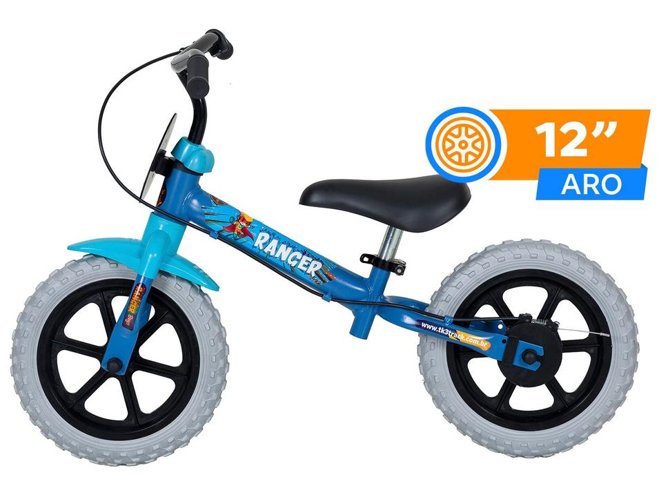 Bicicleta de Equilíbrio Infantil TK3 Track Ranger Azul Zimbro e Preto com Cestinha - 1