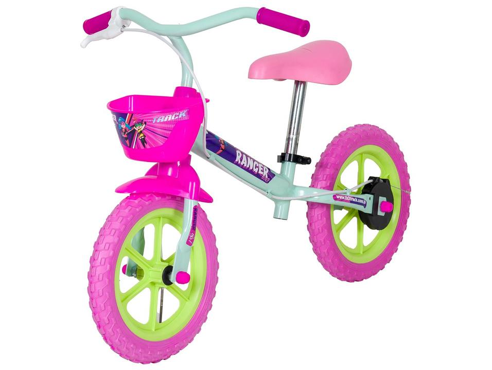 Bicicleta de Equilíbrio Infantil TK3 Track Ranger Verde Menta e Rosa com Cestinha - 3