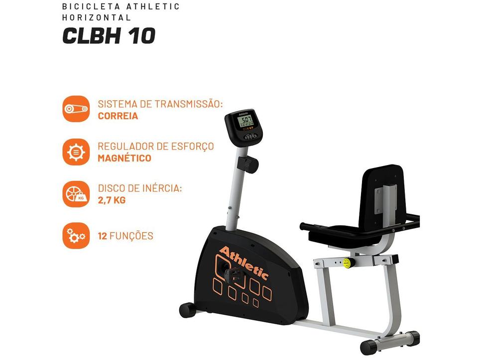Bicicleta Ergométrica Horizontal Athletic CLBH10 Magnética 150kg - 6