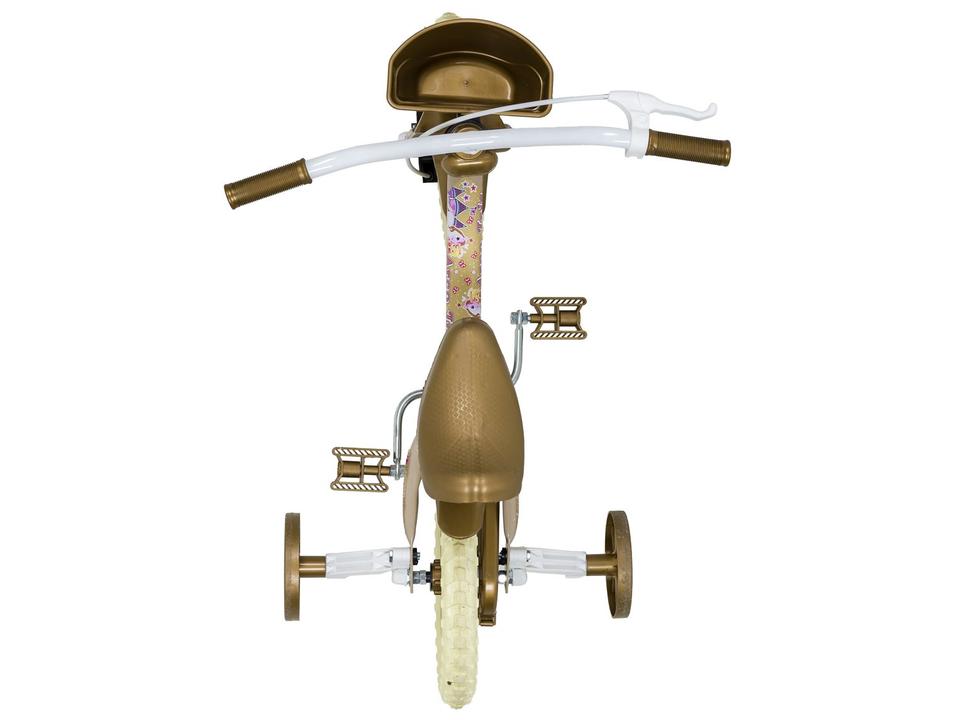 Bicicleta Infantil Aro 12" Track Bikes Arco Íris Bege e Dourado com Cestinha - 4
