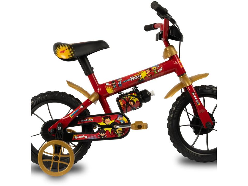 Bicicleta Infantil Aro 12 Verden 10500 Hero Boy Vermelha e Dourada com Rodinhas - 5