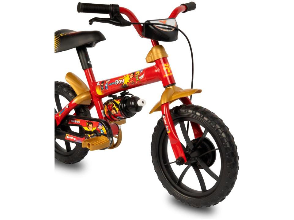Bicicleta Infantil Aro 12 Verden 10500 Hero Boy Vermelha e Dourada com Rodinhas - 3