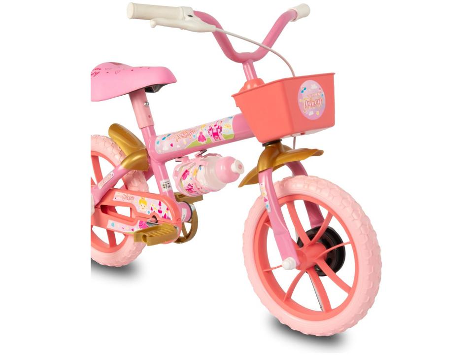 Bicicleta Infantil Aro 12 Verden 10501 Princy  Rosa e Dourada com Rodinhas - 5