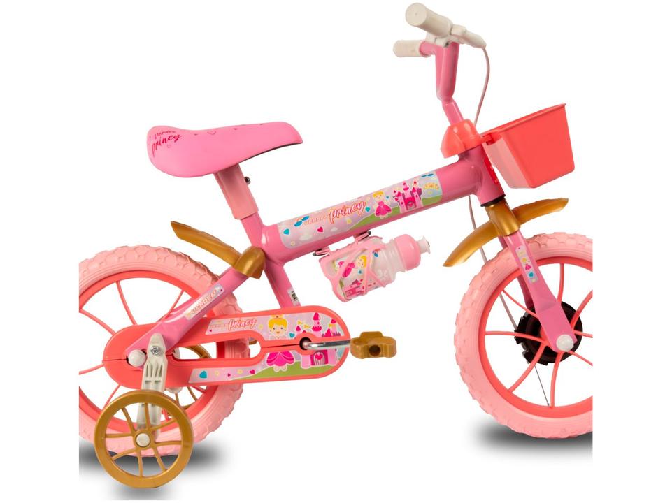 Bicicleta Infantil Aro 12 Verden 10501 Princy  Rosa e Dourada com Rodinhas - 6
