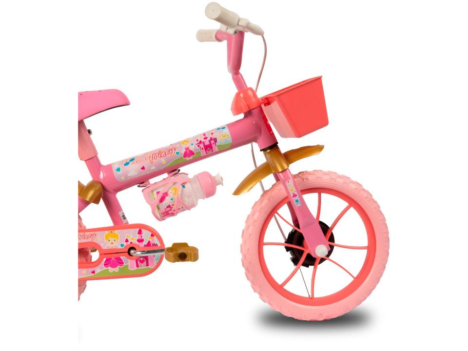 Bicicleta Infantil Aro 12 Verden 10501 Princy  Rosa e Dourada com Rodinhas - 3