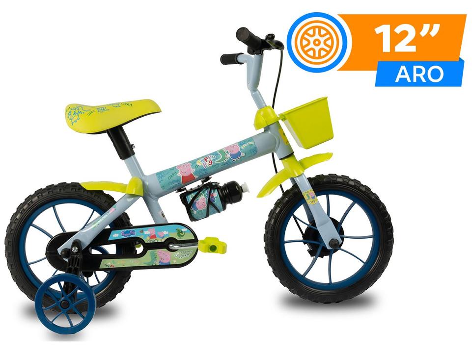 Bicicleta Infantil Aro 12 Verden 10508 Peppa George Azul e Verde com Rodinhas - 1